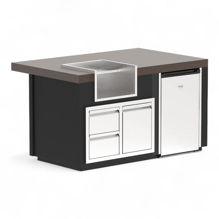 Videl USA Luxe 64″ Margarita Center BBQ Island with Compact Fridge & Combo Doors DG-64IBC-LUXE