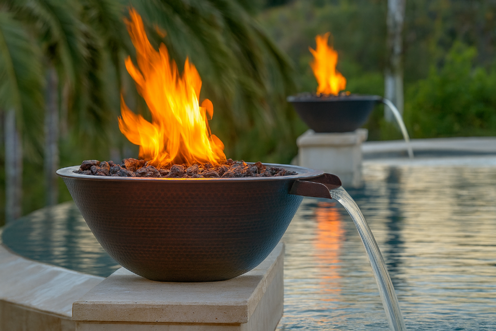 The Outdoor Plus Sedona Hammered Copper Fire and Water Bowl OPT-27RCPRFO
