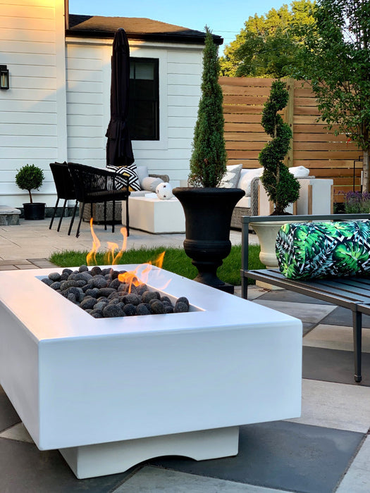 The Outdoor Plus Rectangular Del Mar Fire Pit - GFRC Concrete