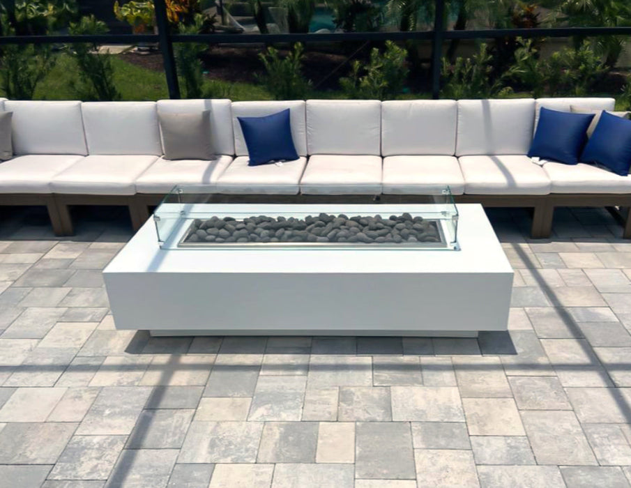 The Outdoor Plus Rectangular Del Mar Fire Pit - GFRC Concrete
