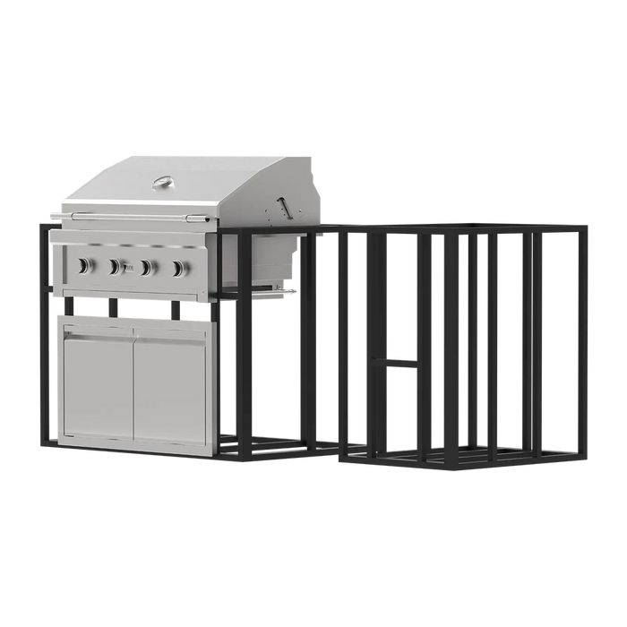 Videl USA Grill Signature Collection 1 – 36″ Gran Fuego 4-Burner Built-In Grill with 48″ + 24″ Knock-Down Islands, 36″ Double Doors DG-PAKG1