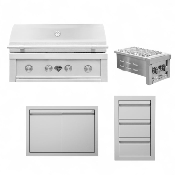 Videl USA Kitchen Island Package – Gran Fuego 36″ 4-Burner Gas Grill + Double Side Burner DG-PAKG2