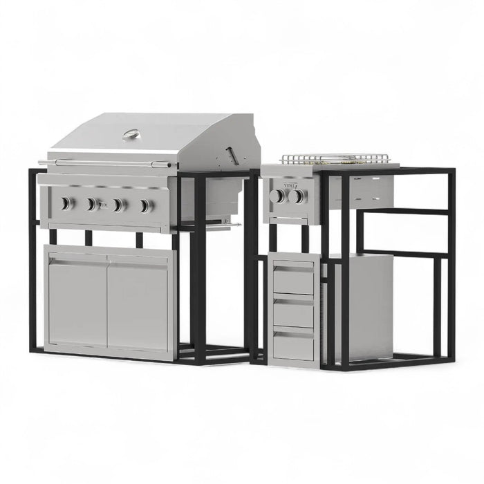 Videl USA Kitchen Island Package – Gran Fuego 36″ 4-Burner Gas Grill + Double Side Burner DG-PAKG2