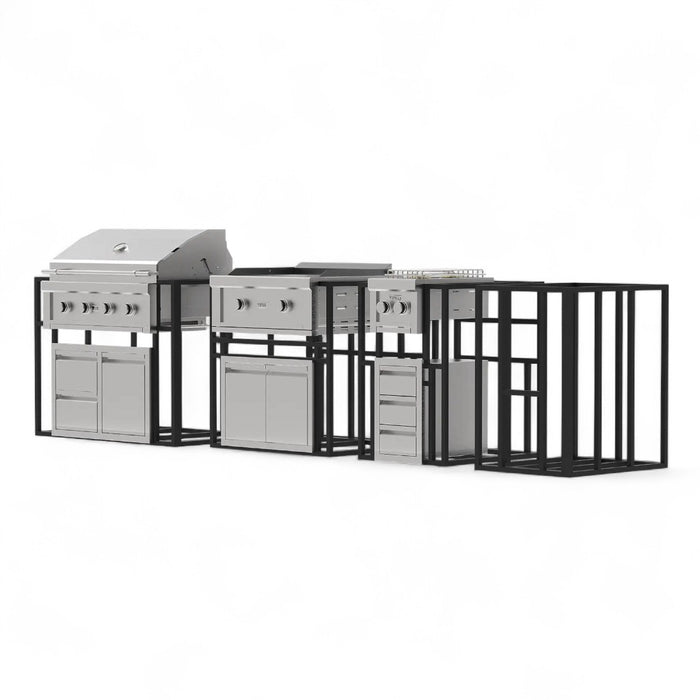 Videl USA Kitchen Island Package with Gran Fuego 36" 4-Burner Gas Grill, 30-Inch Gran Plancha Griddle and Double Side Burner DG-PAKG4