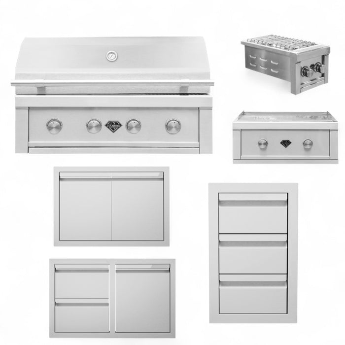 Videl USA Kitchen Island Package with Gran Fuego 36" 4-Burner Gas Grill, 30-Inch Gran Plancha Griddle and Double Side Burner DG-PAKG4
