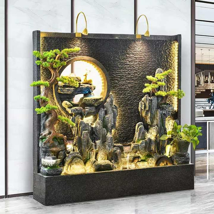 Indoor Fountain Waterfall with Hand Carved Stone Statues
