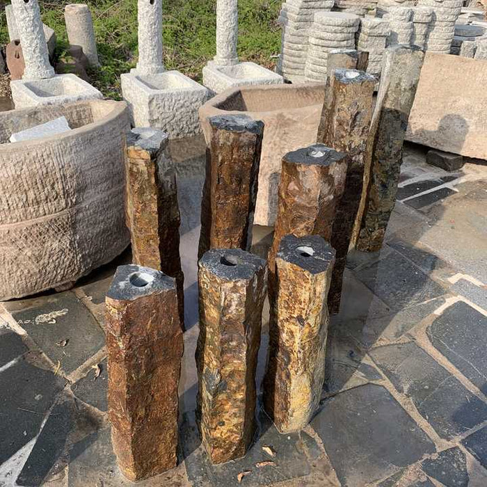 Nature Basalt Stone Sculpture Water Garden Fountain Outdoor