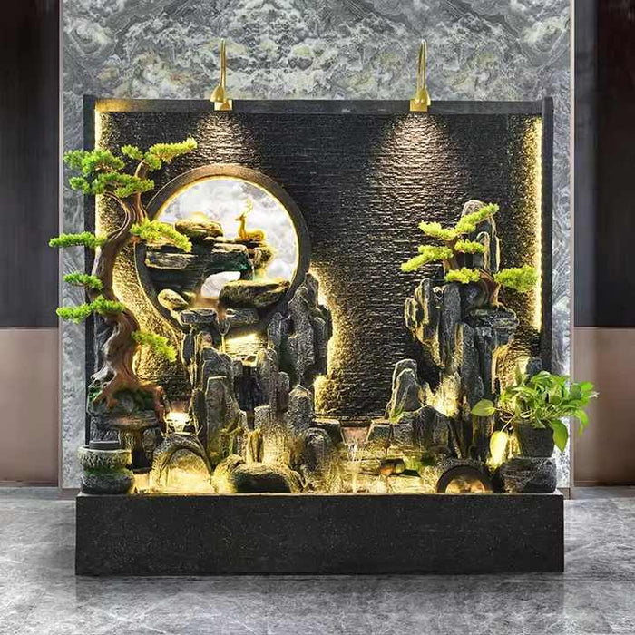 Indoor Fountain Waterfall with Hand Carved Stone Statues