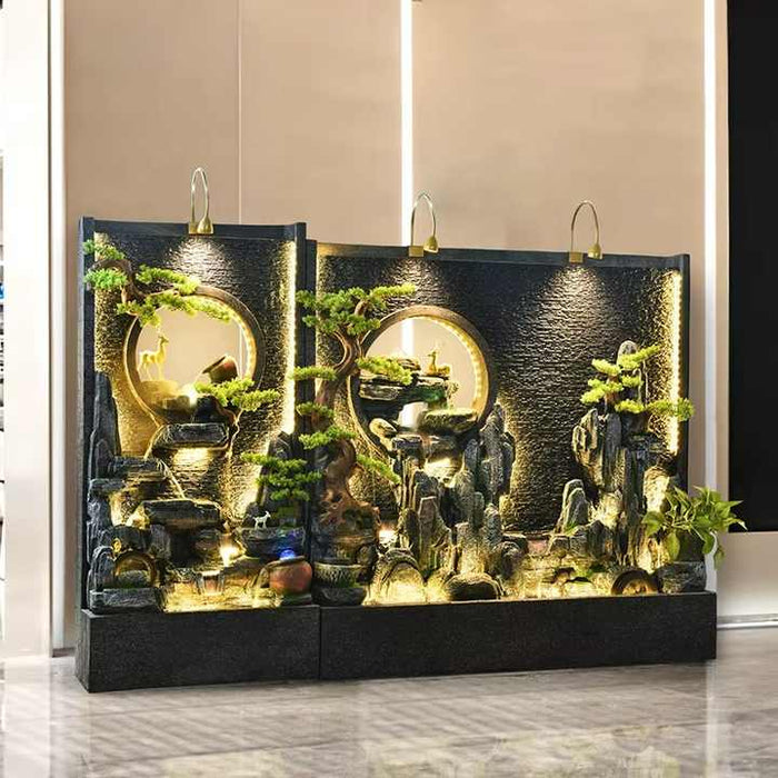Indoor Fountain Waterfall with Hand Carved Stone Statues