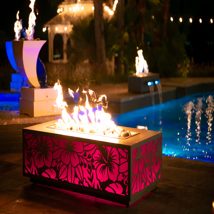 The Outdoor Plus Caribbean Rectangular Coronado Fire Pit - LED Edition