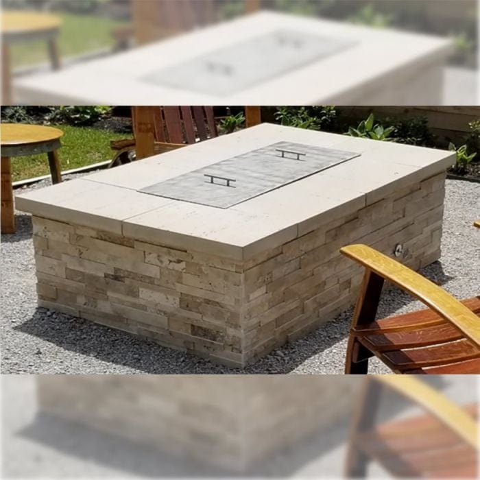 Warming Trends Crossfire Rectangular 72x42x18-Inch with Tree-Style Ready To Finish Fire Pit Kit