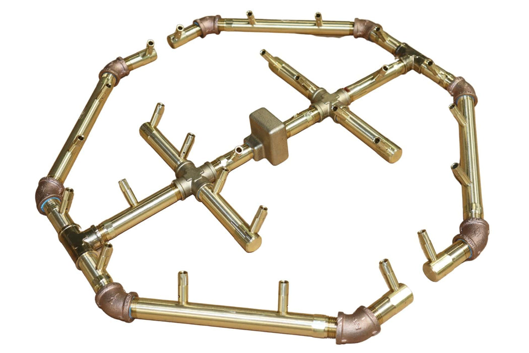 Warming Trends Crossfire Octagonal 23 x 22-Inch Brass Gas Fire Pit Burner 280K BTU