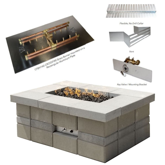 Warming Trends Raffinato Paver Kit with Crossfire H-Style Brass Burner and Rectangular Aluminum Plate